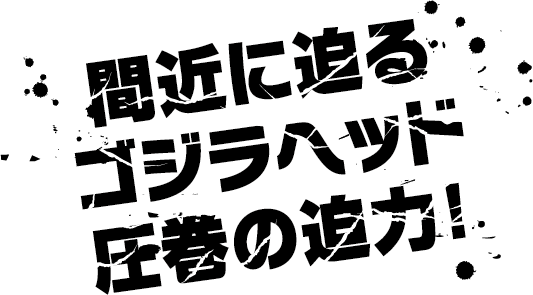 間近に迫るゴジラヘッド圧巻の迫力！