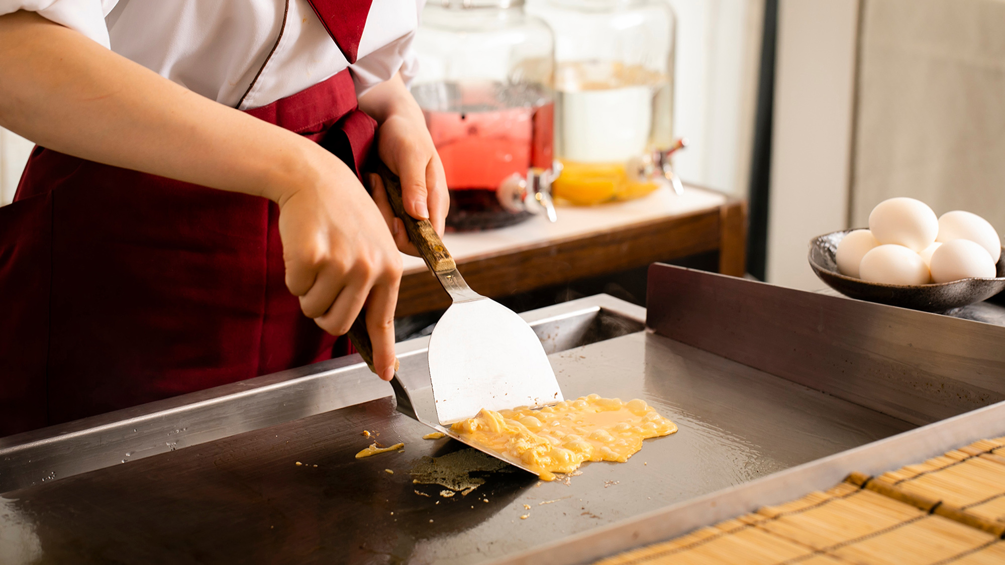 【朝食ビュッフェ】ライブキッチンで焼く「京だし巻き」